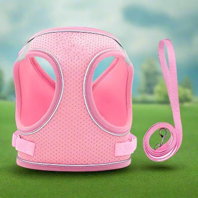 Harnais petit chien Réfléchissant Respirant -Rose