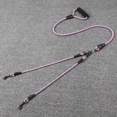 Laisse pour chien |double anti traction Track rose| Chien en balade