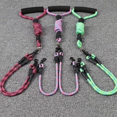 Laisse pour chien |double anti traction Track rouge rose vert |Chien en balade