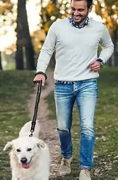 Laisse pour chien| Pro - Teck™ Sécuritaire absorbant les chocs - Chien en balade
