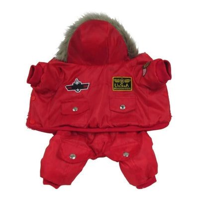 manteau pour chien Combinaison Aviateur rouge|Chien en balade