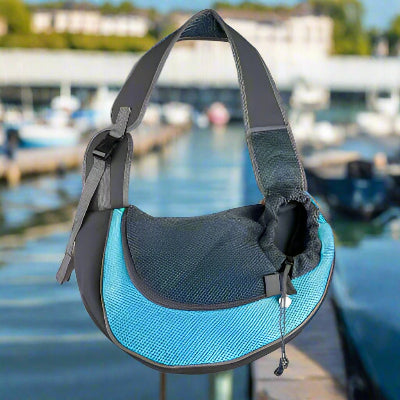 Sac transport pour chien bleu - Chien en balade