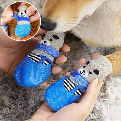 Chaussure pour Chien | tricot gris antidérapante bleu