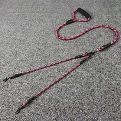 Double laisse pour chien |anti traction Track rouge| Chien en balade