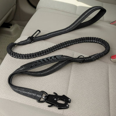 Laisse pour chien indestructible  noir -attache sécurité auto