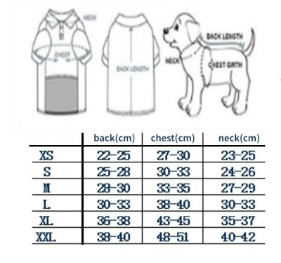 chien manteau tableau taille