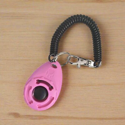Clicker d'entrainement pour chien rose- Chien en balade