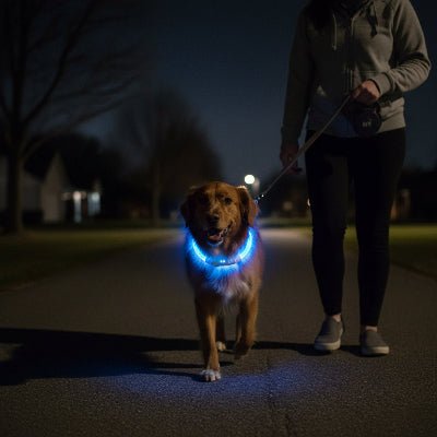 Collier chien lumineux Arceau™ | Sécurité nocturne - Chien en balade