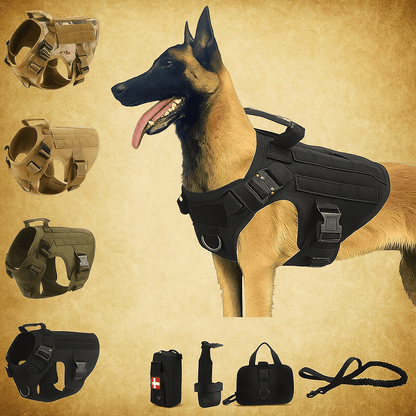 Harnais chien| militaire SFP - 5™ Ensemble résistant à l'eau et aux déchirures - Chien en balade
