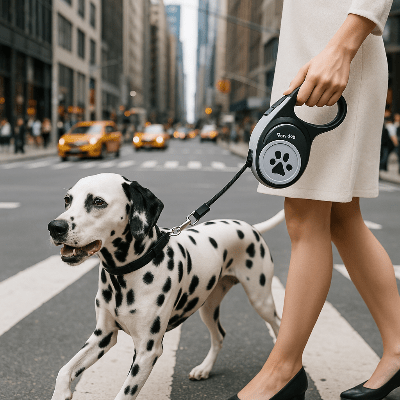 laisse chien| enrouleur AutoM™ Rétractable liberté contrôlée - Chien en balade