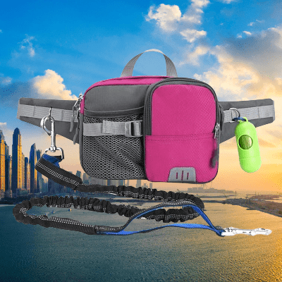 Laisse pour Chien - WaistBag™ - Rose - Chien en balade