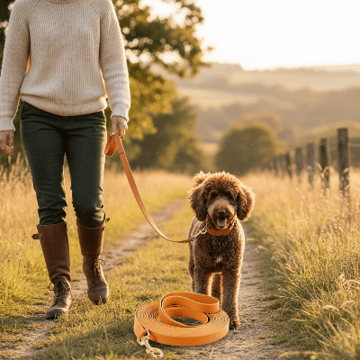Longe chien | Lasso™ Robuste Sécurité - Chien en balade
